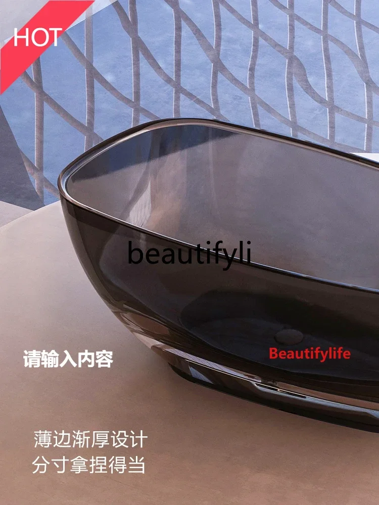 

smt03A ss Asmt14 Goose egg shaped bathtub Free-standing color transparent resin crystal glass bath
