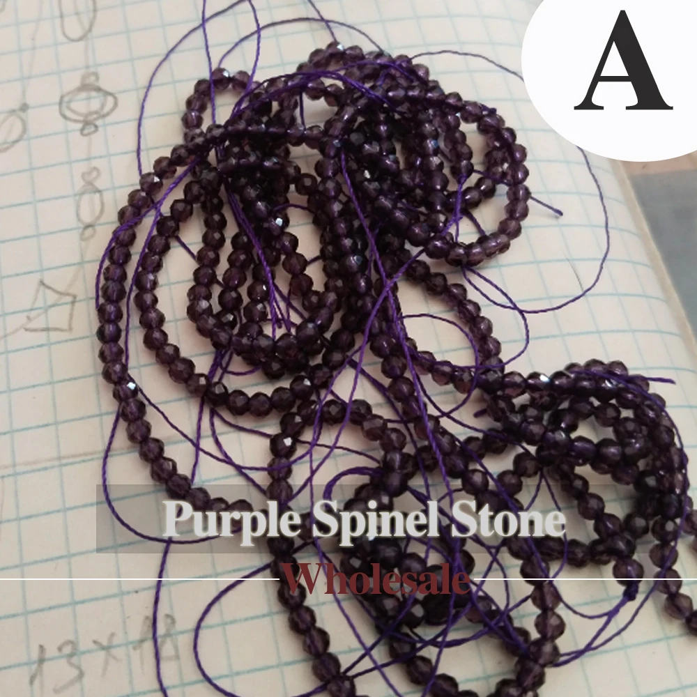 

10 Strings Natural PurpleSpinel Small Beads 3mm Faceted Round Glass Spacer Stone Beaded Bracelet DIY Jewelry Making Necklace