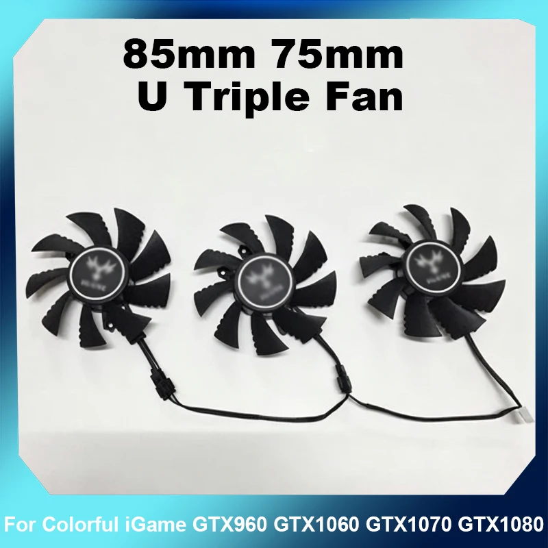 Ventilateur de refroidissement GPU 4 broches de remplacement pour carte graphique Colorful iGame GTX960 GTX1060 GTX1070 GTX1080 U Triple Fan