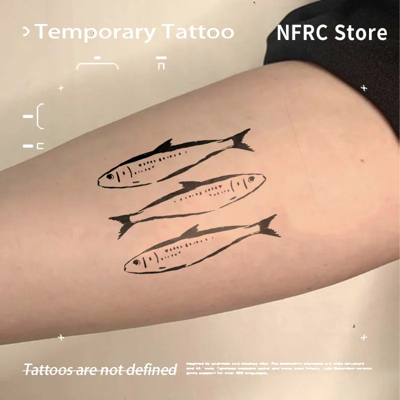 Temporary Tattoos Minimal Hand Drawn Three Small Fish Herbal Juice Tattoo Sticker Fake Sexy Adult Girl Tool Novelty in Toys New