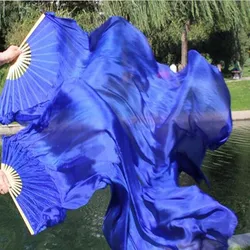 Solid Color Belly Dance Silk Fan Veil Bellydancing Costume Accessory Dancer Practice Props Royal Blue Green Red Photography