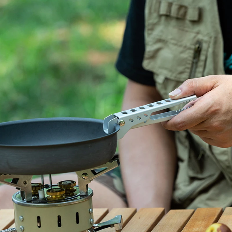 مقبض وعاء التخييم، ملقط الطبخ مقلاة، ملقط شواء، مشبك مقلاة من سبائك الألومنيوم المقاوم للحرارة، لبابنا والمطبخ. #6
