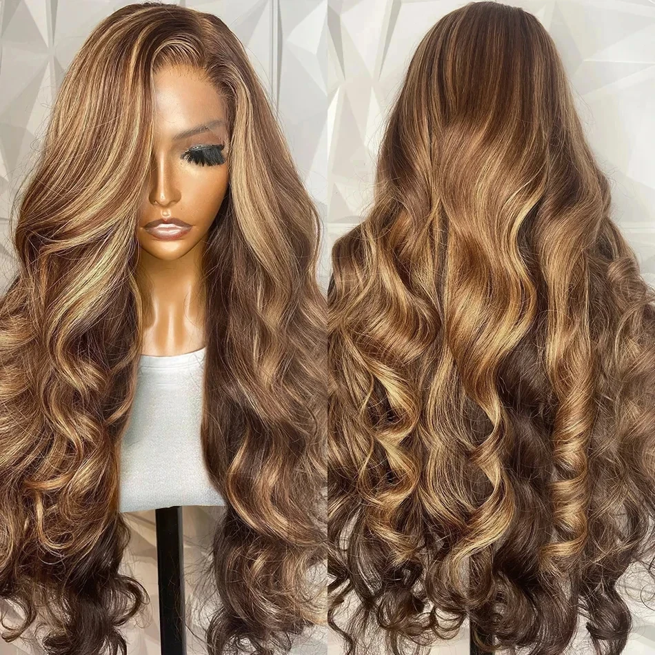 30 34 Inch Body Wave Highlight Wig Human Hair 13x6 Hd Lace Frontal On Sale Glueless 613 Honey Blond Lace Front Wigs For Women