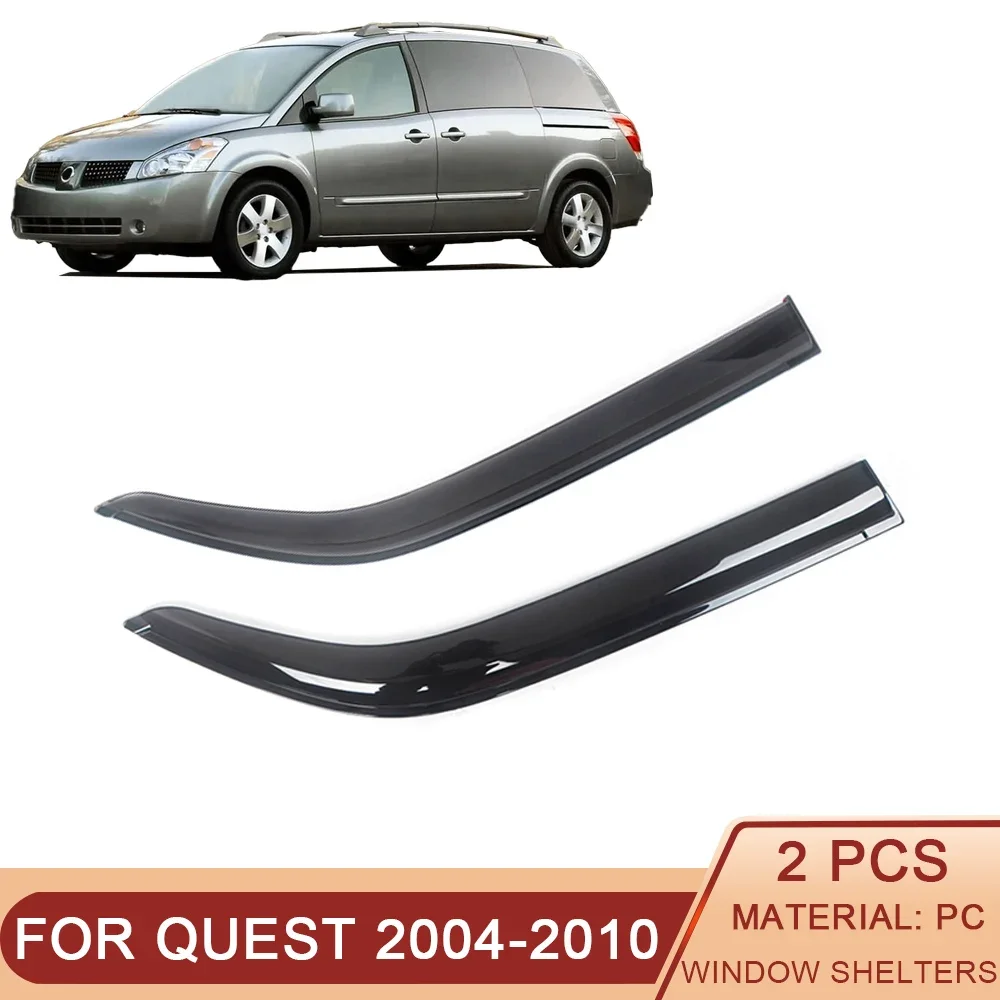 

For Nissan Quest 2004-2010 Auto Side Window Wind Deflectors Visors Black Rain Guard Door Visor Vent Shades Dark Smoke Ventvisor