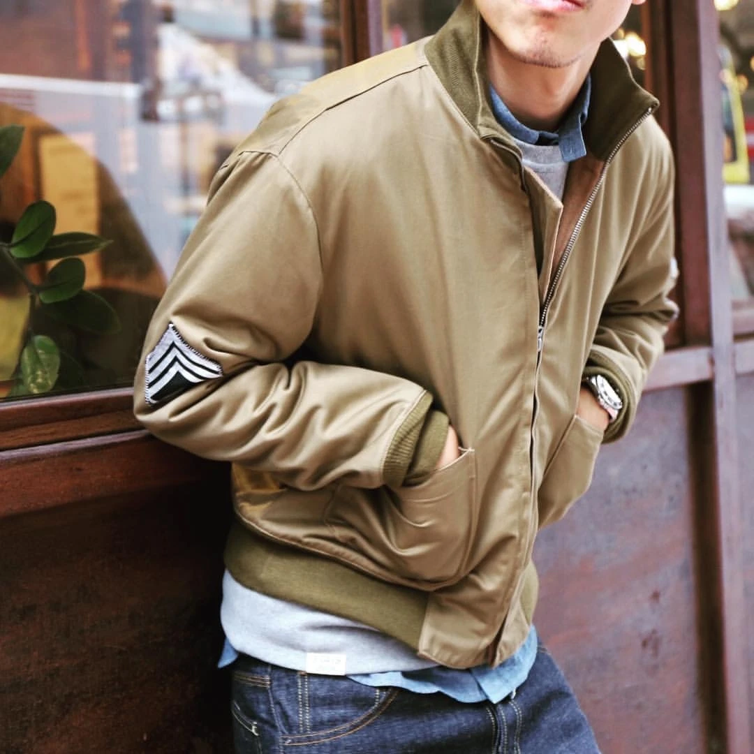 

Куртка-бомбер в стиле Брэда Питта, вдохновленная временами Второй мировой войны - мужская хлопковая куртка цвета хаки, легкая тактическая куртка в стиле армии США для весеннего сезона.