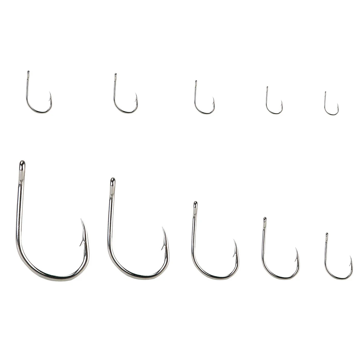 70pcs Size 3-12 Fishing Hooks Fish Hooks Fishhooks (Silver) 10 different sizes fish hooks Fishing fish hooks