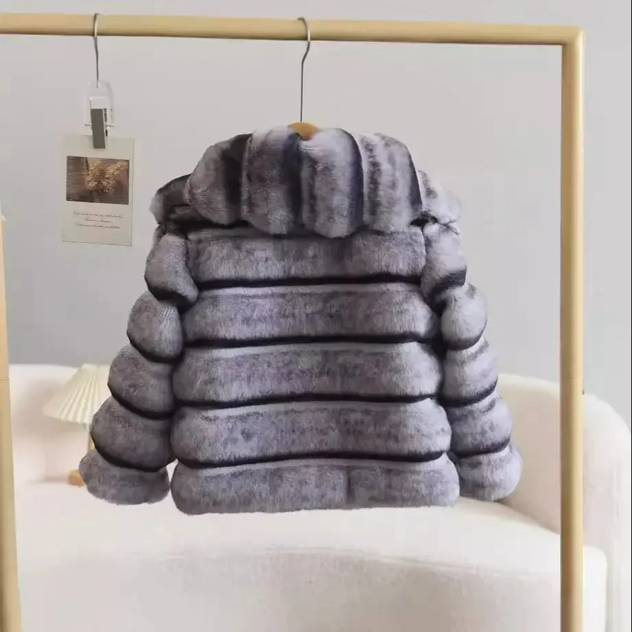 Fashion Girls Faux Mink Fur Jacket Casual Outerwear Autumn Winter Children Grey Coat Girls Lapel Kids Wool Jacket TR298