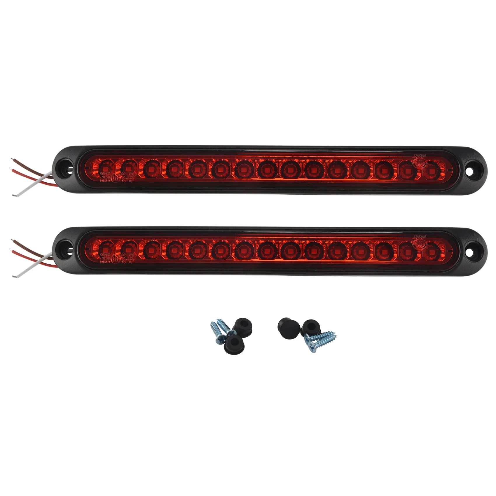 2Pcs 10Inch 15 LED Trailer Light LED Stop Turn Tail Light Third Brake Bar Strip for Heavy Duty Boats Trucks Red