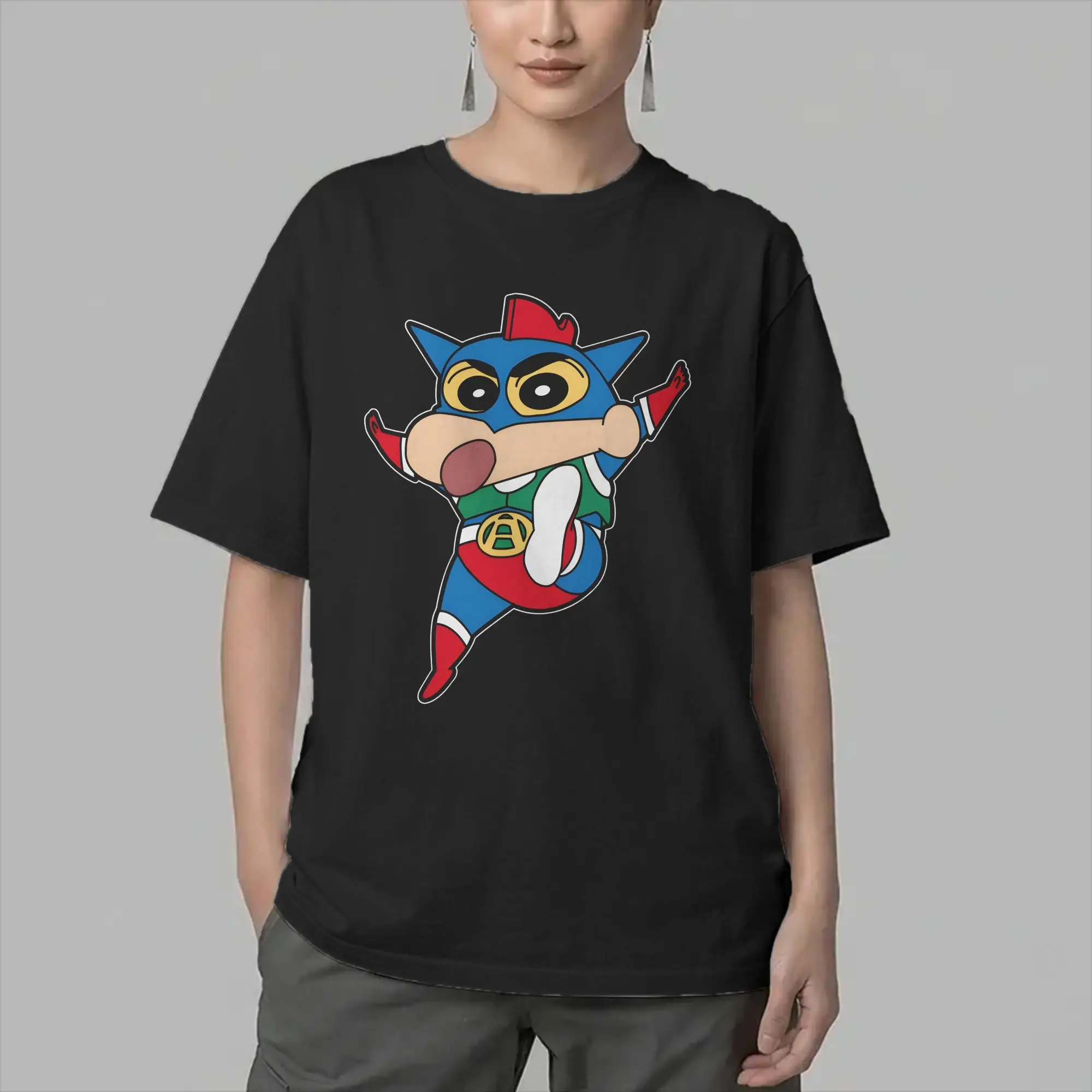 Crayons Shin-chans Action Kamen Men T Shirt  Novelty Tees Short Sleeve Round Neck T-Shirts Cotton Party Clothing