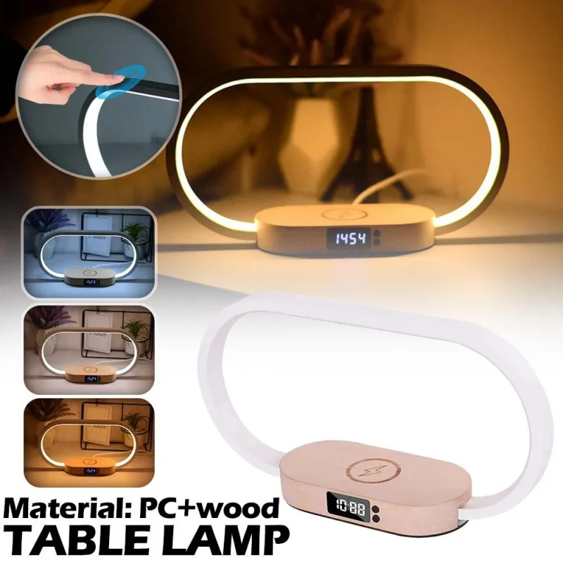 Bedroom Bedside Wireless Charger LED Table Lamp with Control Night Light Kids Adults Reading Light Eye Protection Lamp