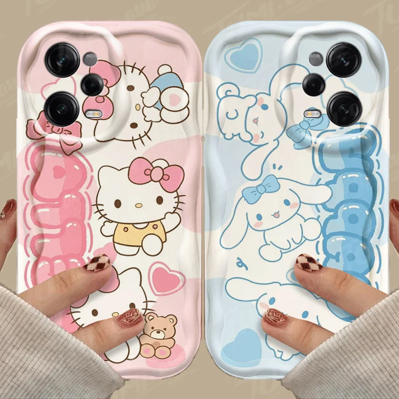 Cute Sanrio Hello Kitty Wave Phone Case For Xiaomi Redmi Note 13 12 Pro Plus 4G 5G 12S 12R 11 11S 10 10S 9S 7 8 9 Pro Max Cover