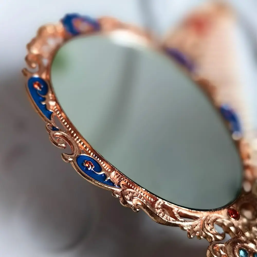 Handheld Mirror Set Vintage Makeup Mirror and Comb Antique Princess Castle Cosmetic Decorative Embossed Hair Brush Gift for Girl