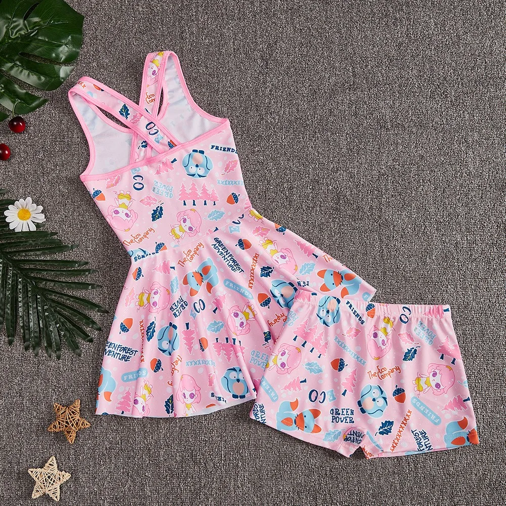 2025 New Summer Swimwear Girls Dress Two-piece Princess Baby Small Medium Large Children Swimwear Cute Polka Dot Design