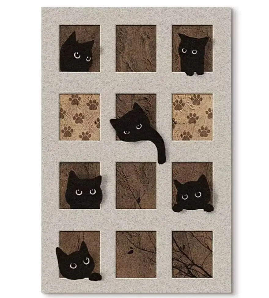 Cute Cat Non-slip Kitchen Mat, Rubber Bath Mat, Front Door Foot Mat, Funny Room Carpet, Large Living Room Rug, Entrance Rug