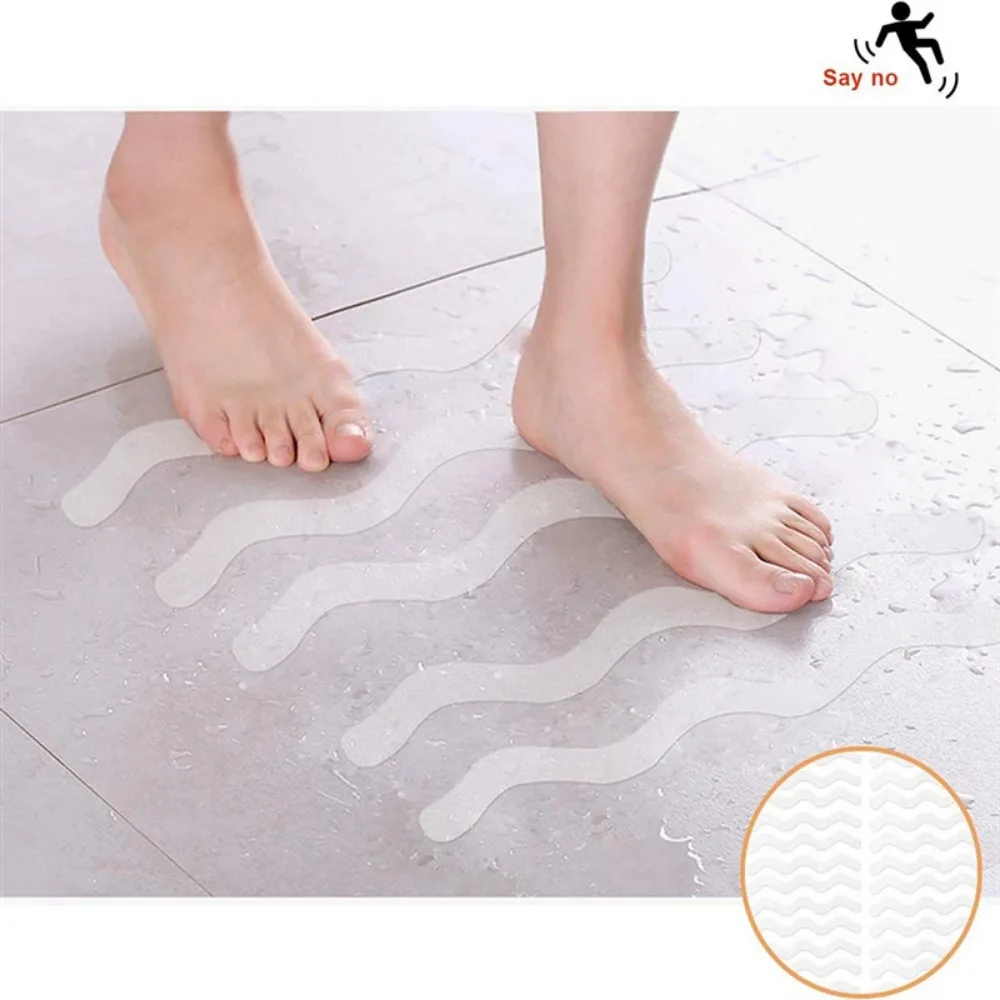 S-shaped Bathroom Anti-skid Pad PVC Wavy Tape Kitchen Floor Anti-skid Sticker Household Bathtub Staircase Self-adhesive Sticker