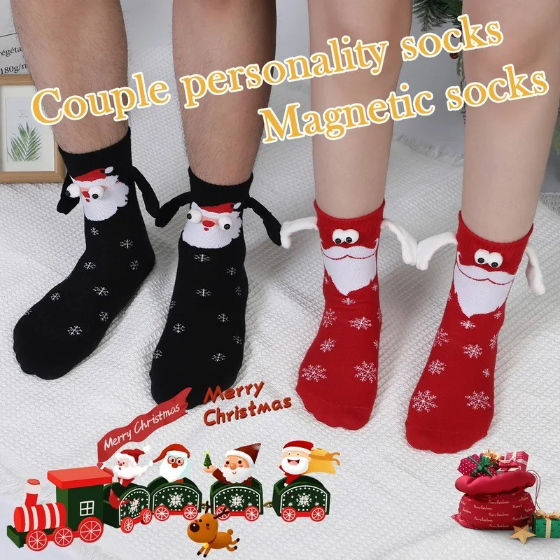 Christmas Socks for Couples Funny Holding Hands Stockings Fillers Christmas Gifts Hand In Hand Cotton Magnetic Socks Men Women