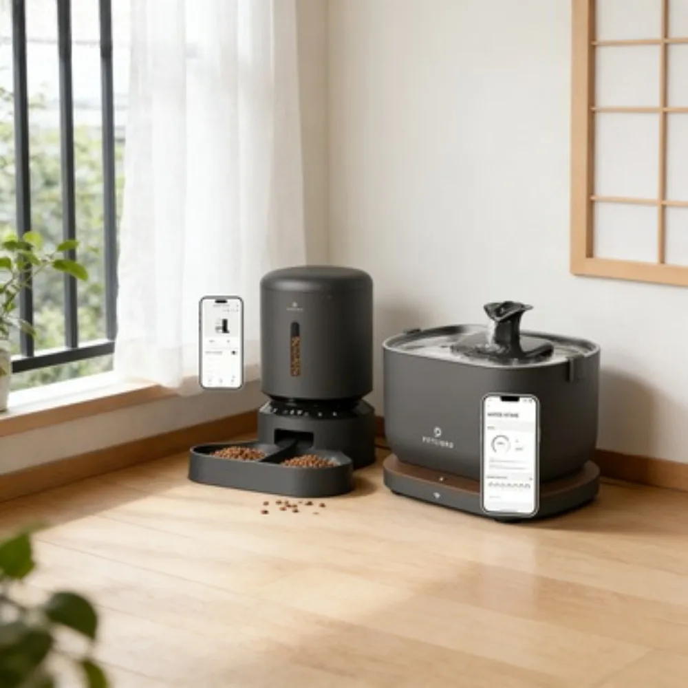 

US Shipped Automatic Cat Feeder and Water Fountain WiFi APP Control for 2 Cats 2.5L 84oz