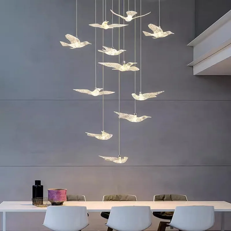 Wedding Party Ceiling Decoration Hanging Acrylic Bird Lighting Decoration Flash Light Set