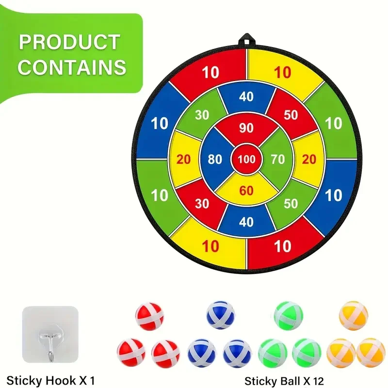 29" Kids Dart Board with Sticky Balls Large Indoor/Outdoor Fun Party Game Toy for Boys Birthday Play image 2
