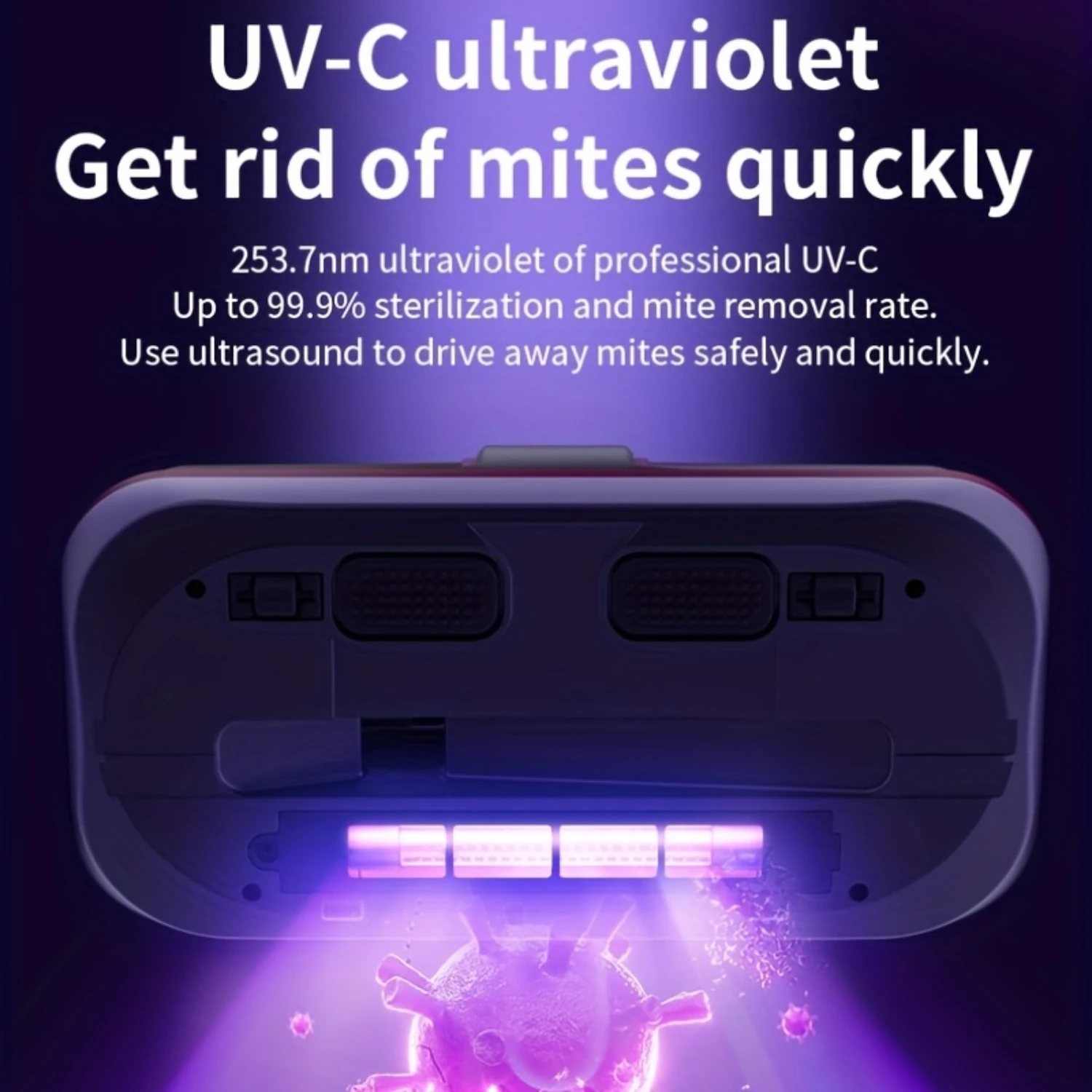 Eliminador de ácaros inalámbrico de mano de alta potencia, aspirador antiácaros para cama casera, máquina antiácaros ultravioleta de mano, aire caliente D