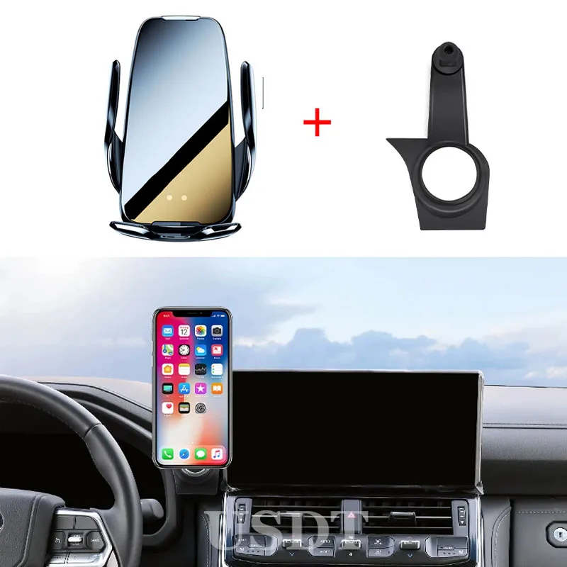 Car Dedicated Phone Holder Bracket Mount Base Wireless Charger For Toyota Land Cruiser LC300 2022 2023 2024