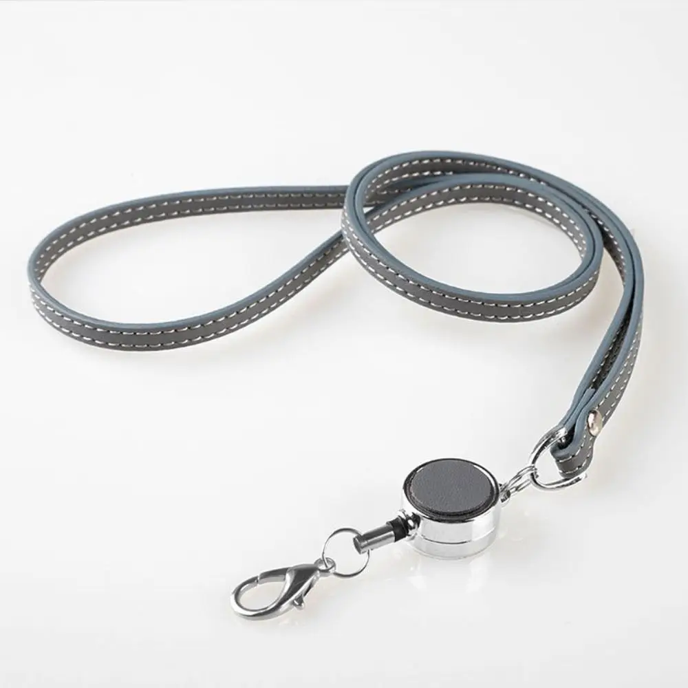 レザー製伸縮式ネックストラップ、鮮やかなカラー、名札用ランヤード、伸縮式スリング、ビジネス用ネックストラップ、IDバッジホルダー