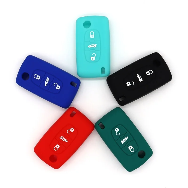 For Old Peugeot 206 207 301 Key Cover Folding 3-button Car Key Bag Five colors