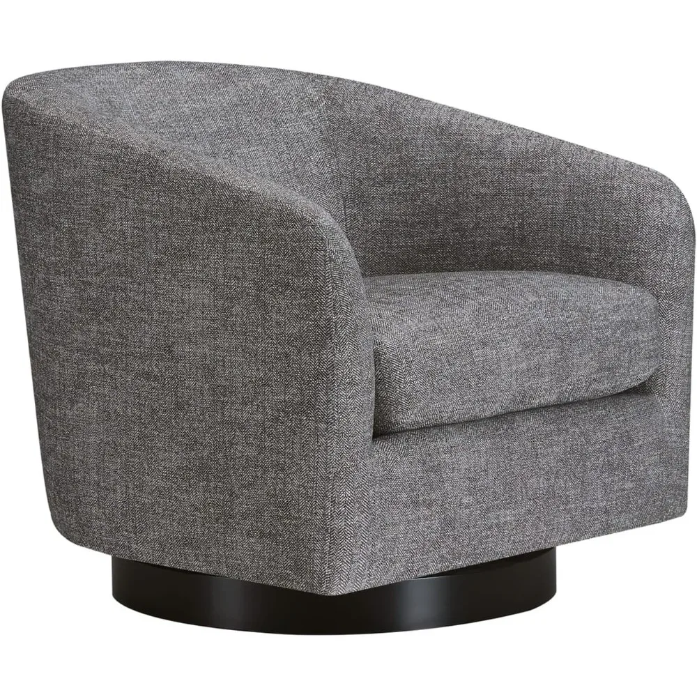 Swivel Accent Chair, FSC Certified Upholstered Fabric Chair for Living Room, Pebble Grey