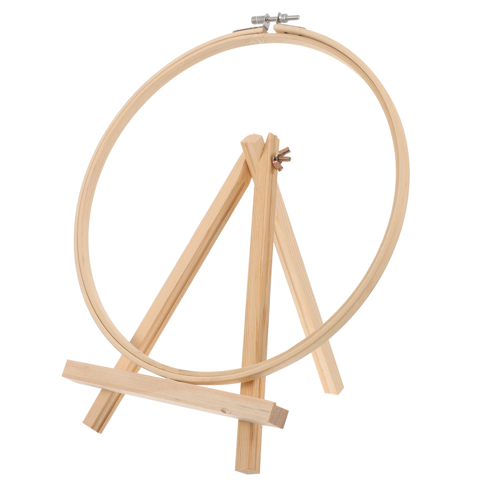 

1 set Bamboo Embroidery Hoop 25cm Diameter Stable Triangle Stand 18x24cm for Cross Stitch DIY Craft Projects Essential Tool