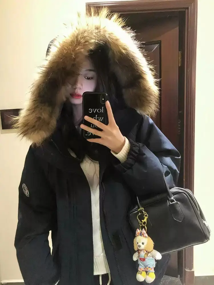 

Parkas Jacket Woman Womens Fall Open Full-Zip Camouflage Wool-Feel Stainless Feminine Turndown Insulation High-End Pullover Girl