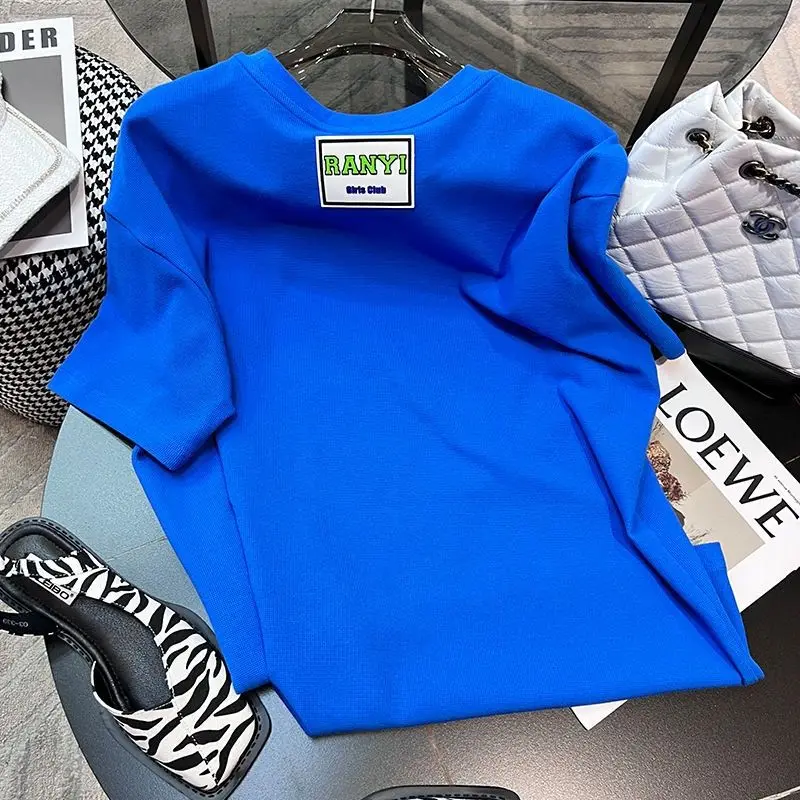 Klein Blue Tshirt vestiti estivi per le donne moda coreana Diamond Bear Designer di lusso top a maniche corte in cotone oversize