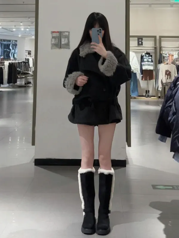 

Hebe Sle Шерстяное пальто с ультра-талией, модное корейское пальто большого размера, длинное полиэстер на пуговицах све