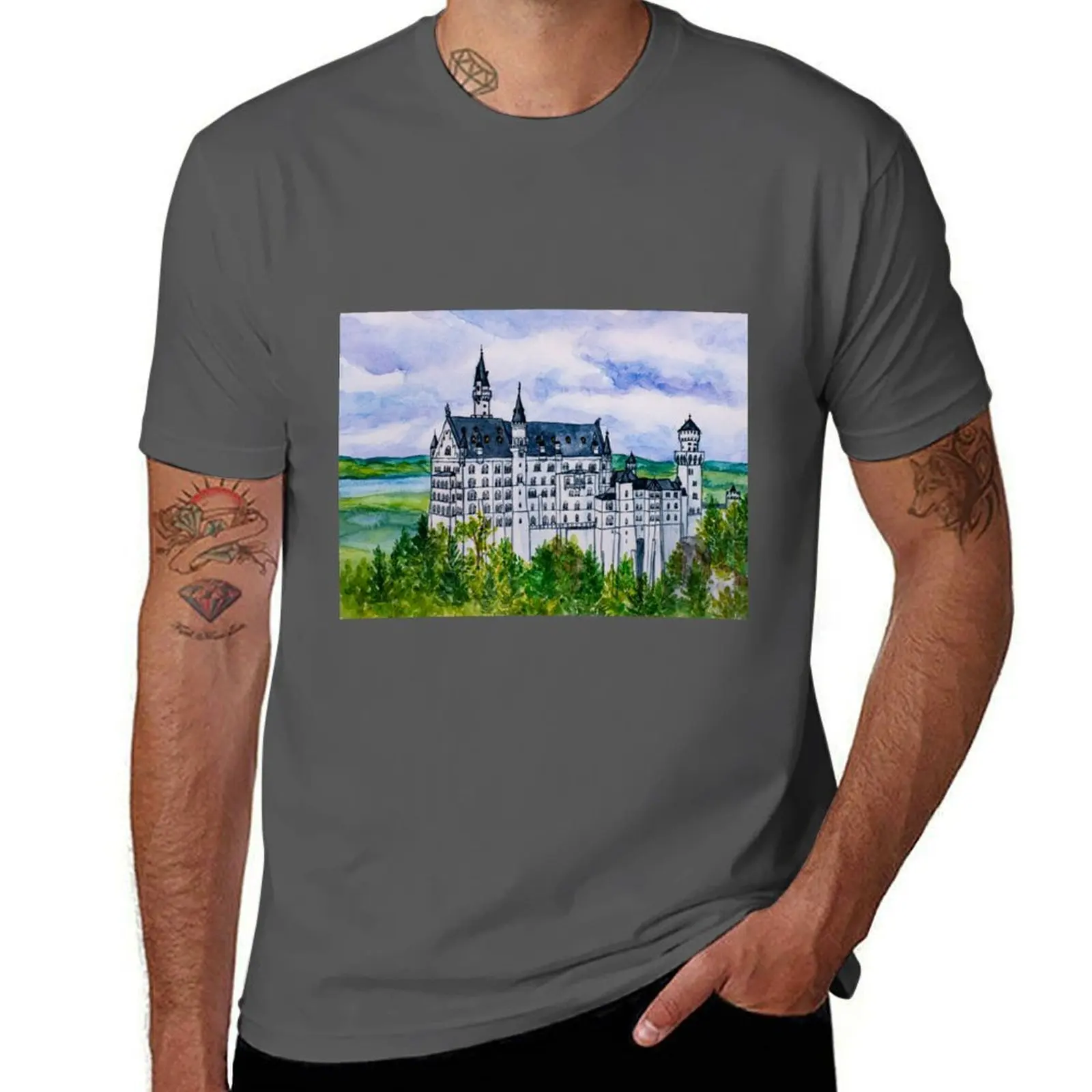 

Neuschwanstein Castle in Bavaria T-Shirt Casual Daily Wear Short Sleeve Top