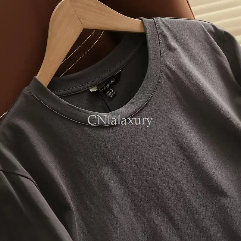 CNlalaxury 2023 New Summer T shirt Women England Style Simple Solid O-Neck Cotton Match Basic Harajuku Tees