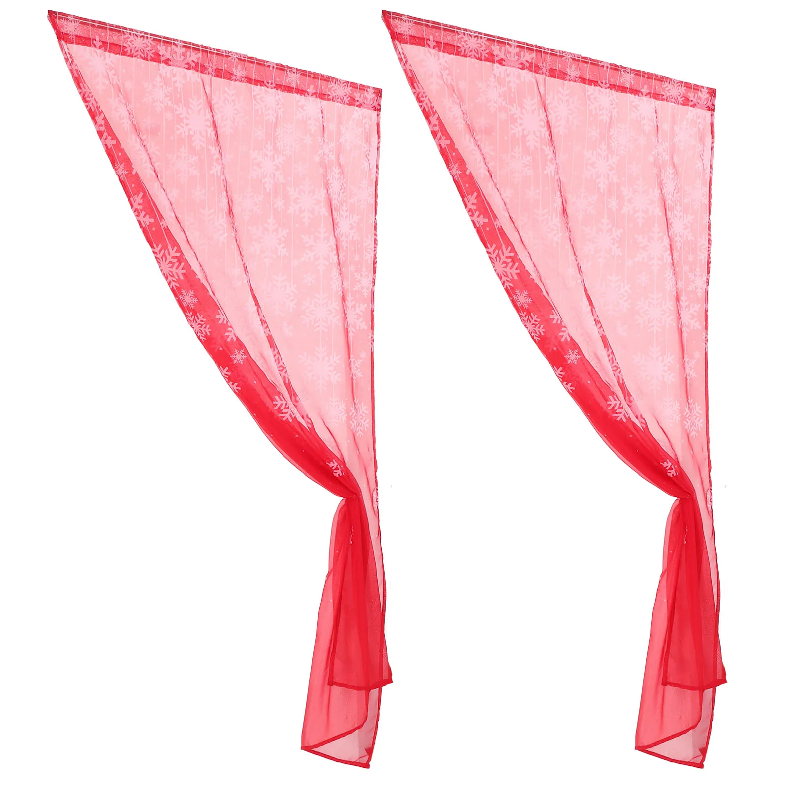 

Red Snowflake Christmas Sheer Curtains Holiday Window Valance For Bedroom Home Decor Xmas Party Backdrop Light Transmitting