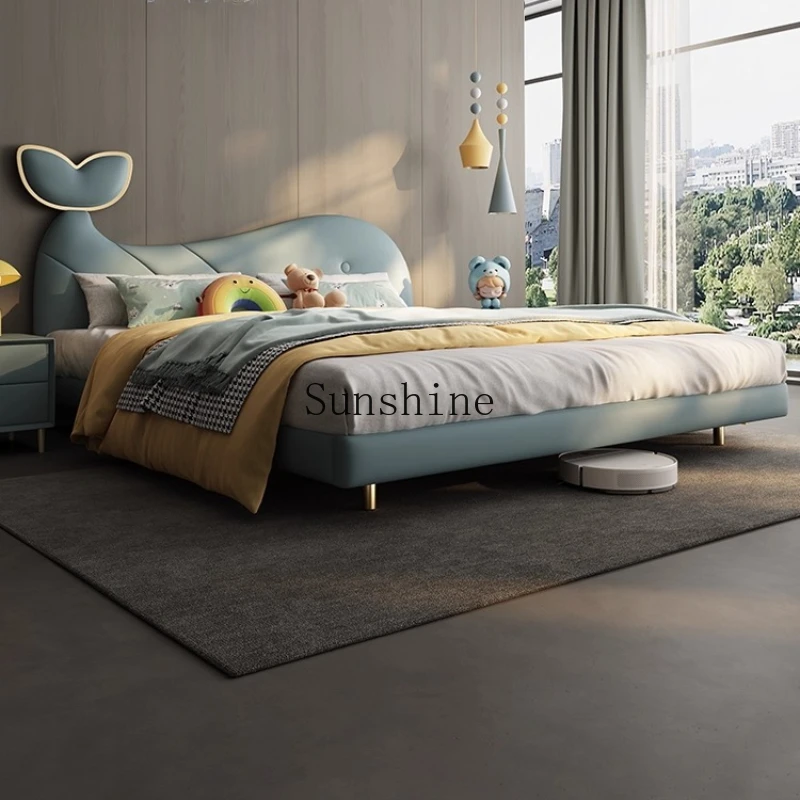 

Bedroom household 1.5 meters solid wood small modern simple blue pink cartoon bed