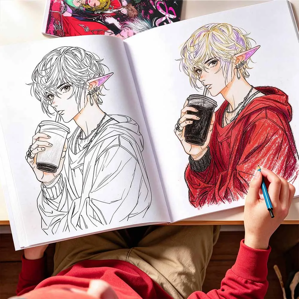 K-Pop Inspired Coloring Book - Original Male Idol Style Line Drawings, Trendy Fashion Sketch Pages, Creative Gift for Fans