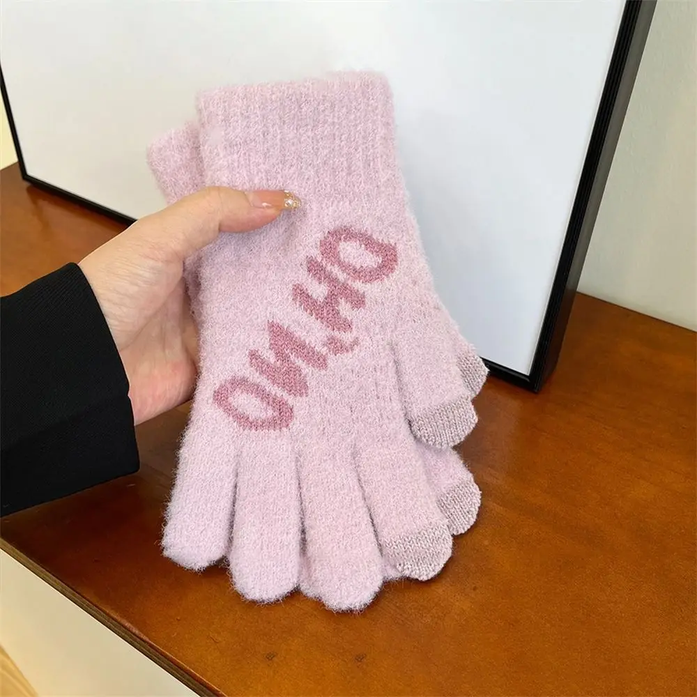 Touch Screen Knitted Gloves Fashion Cold Proof Windproof All Finger Gloves Thick Short Mittens Men Women