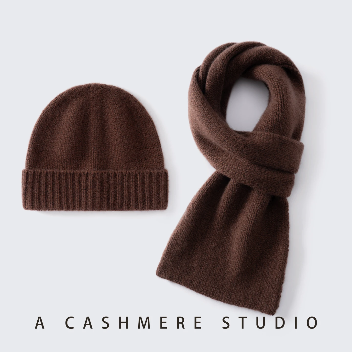 Unisex 100% Quality Cashmere Beanie Hat and Scarf Adult Winter Hat Outdoor Leisure Spotted Yarn Knitted Hat&Scarf Set Of 2