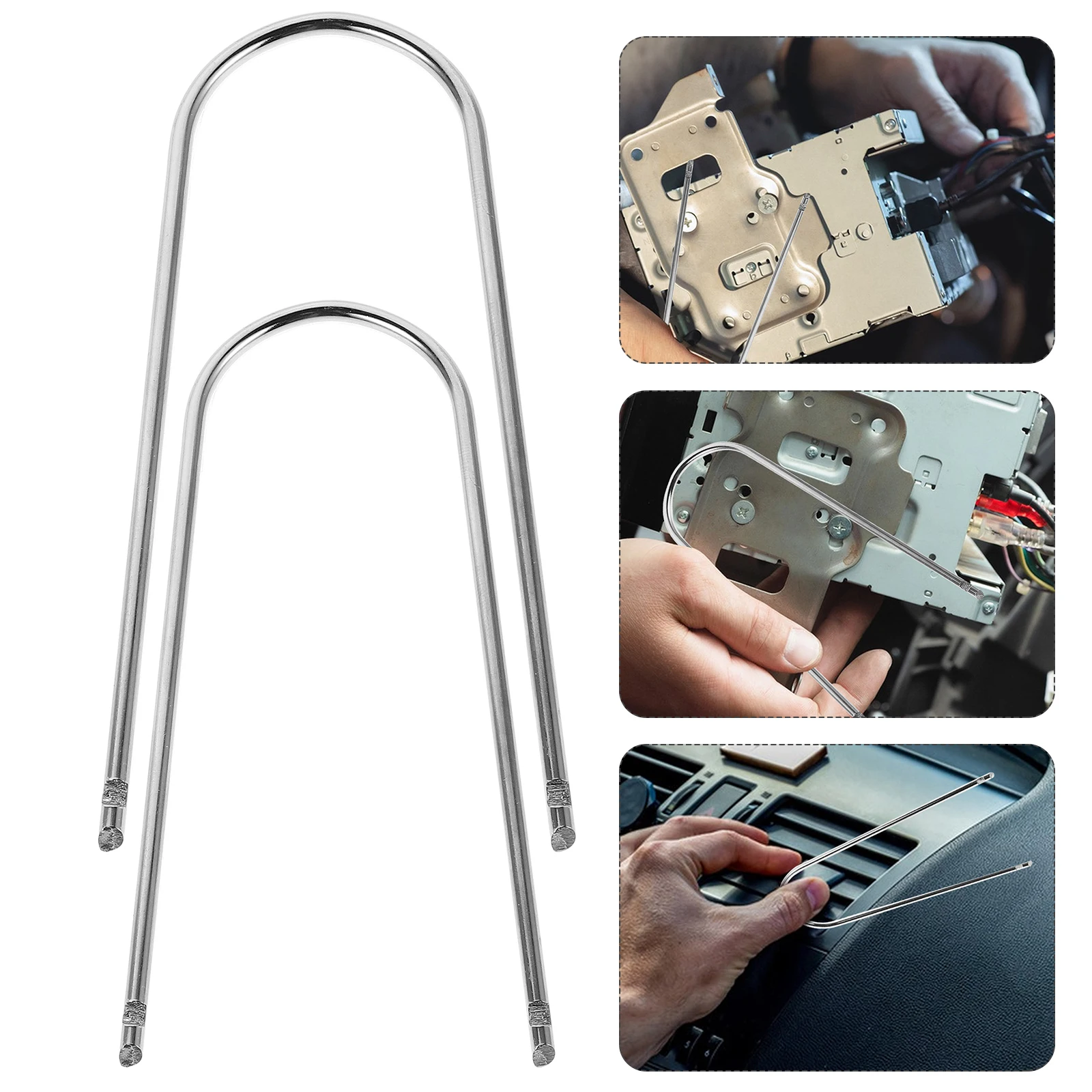 

2 pcs U Shaped Car Audio Disassembly Universal Stereo Removal Key For Easy Cd Dvd Player Disassembly Durable Metal Automotive