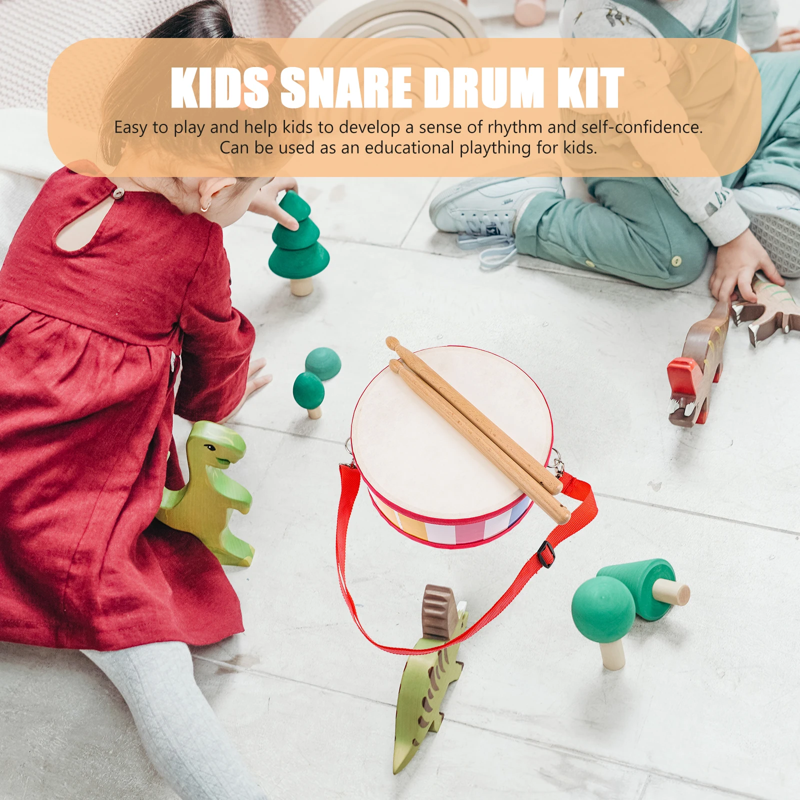 1 Juego de tambor para niños, instrumentos de percusión para niños pequeños, juguete musical educativo, Kit de batería duradero con