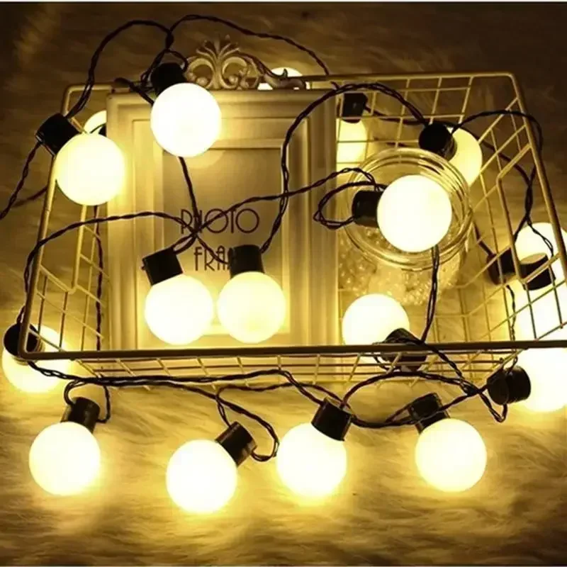 Guirnalda de luces redondas de 5CM, bombilla impermeable para exteriores, tienda de campaña, luz decorativa para dormitorio, fiesta, vacaciones, luces led