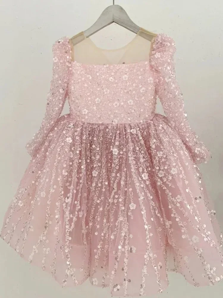 Vestido de noite infantil de lantejoulas princesa, festa de aniversário das meninas, batismo, casamento, boutique infantil