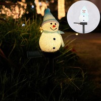 LED Snowman Solar Light Solar Powered Waterproof Snowman Landscape Lamp Ground Mounted Warm White Light Solar Garden Light