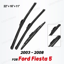  Wiper Front & Rear Wiper Blades Set For Ford Fiesta 5 Hatchback 2003 - 2008 Windshield Windscreen Window 22