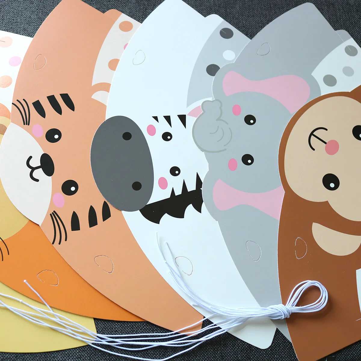 Sombreros de fiesta de animales de la selva para niños, conjunto de sombrero de cumpleaños con diseño de León, Tigre, elefante, tema del bosque, accesorios de celebración para niños