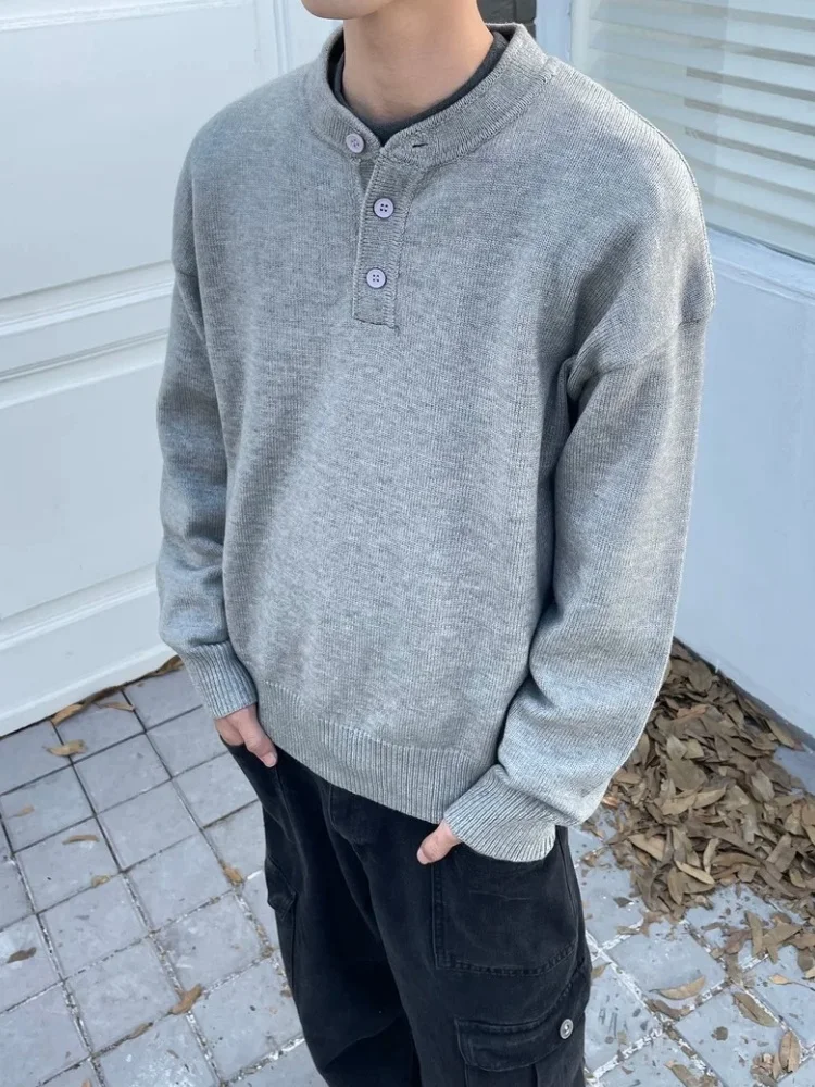 

Мужской свитер Cleanfit с воротником Хенли, повседневный, вязаный, для ношения под одеждой, осенне-зимний, в корейском стиле, модный, высококачественный