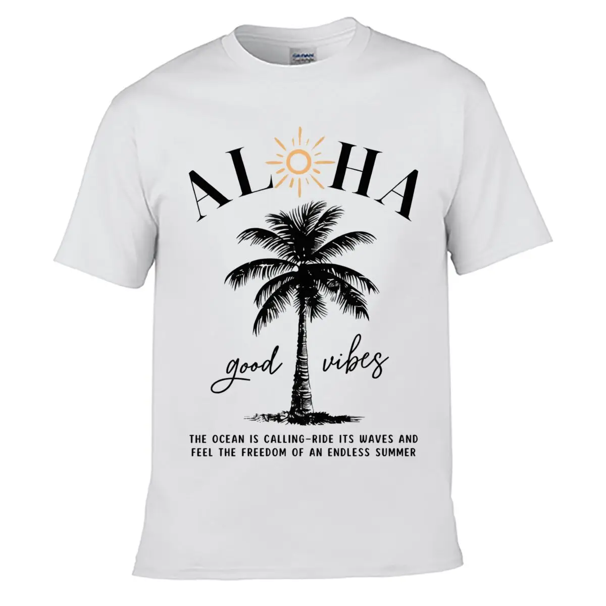 Aloha Good Vibes Ocean Calling Ride Its Waves Endless Summer Palm Tree Men Summer Tee Loose Top