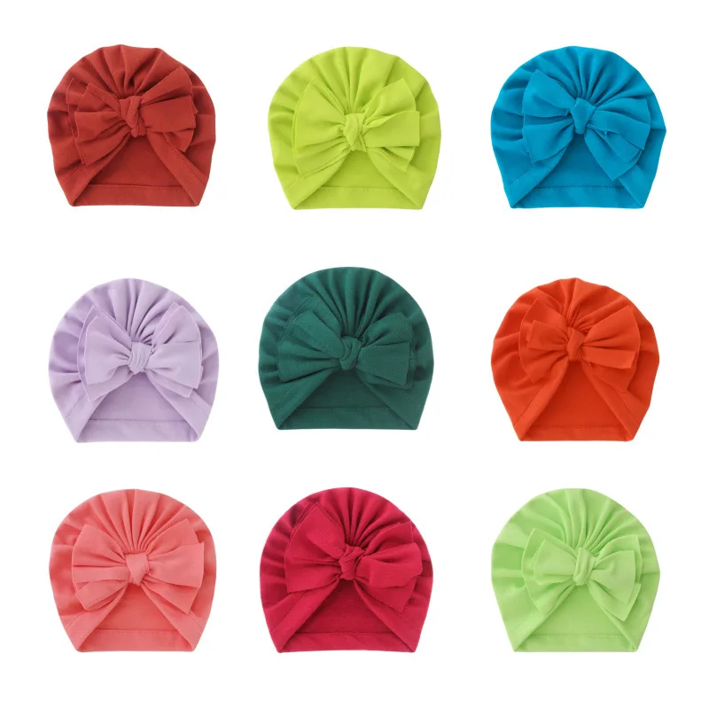 

Baby Indian Hats Bows Knot Turban Girls Muslim Hat Cap Cotton Pleated Children Infant Beanies Toddler Newborn Photo Props