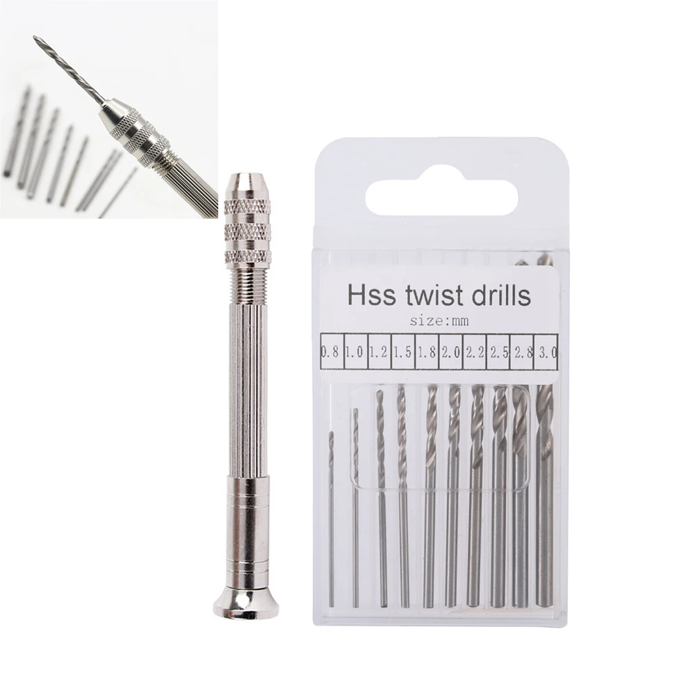 

Wood Drill Bit Kit Mini Set High Speed Steel Twist Hand Drill Woodworking Drilling Rotary DIY Craft Manual pin vise tools set